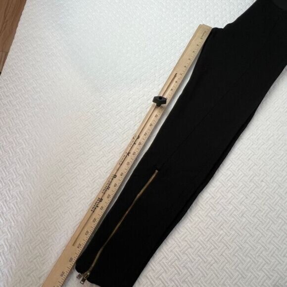 Zara Basic Women's XS Black Gold Zippers Pull On High Waist Leggings Y2K Skinny - Picture 10 of 11